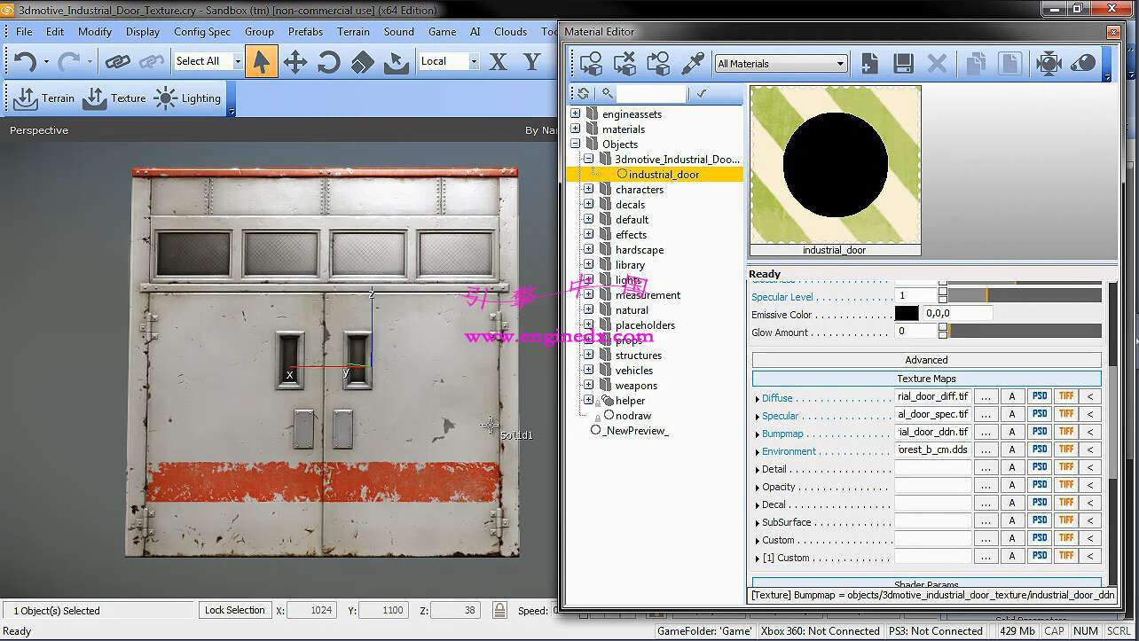 nDo2CryENGINE3ʵ̳ 3DMotive Texturing an Industrial Door with nDo2